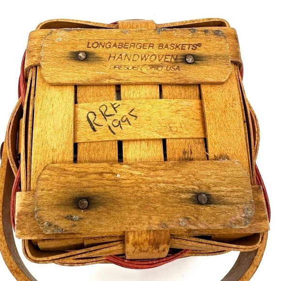 Vtg Longaberger Sweetheart Sentiments Basket 1995 Red Ticking Stripe Liner - Picture 10 of 14
